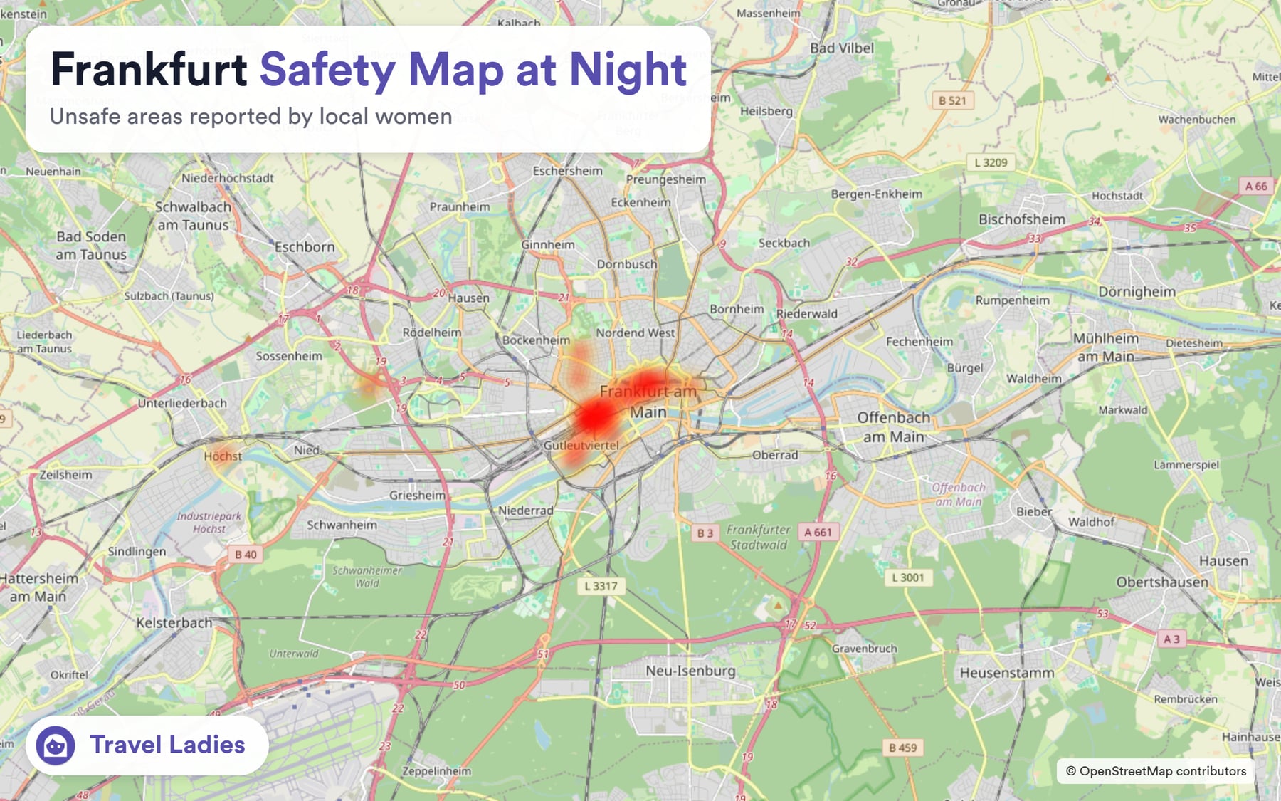 Frankfurt safety map at night: unsafe areas reported by local women