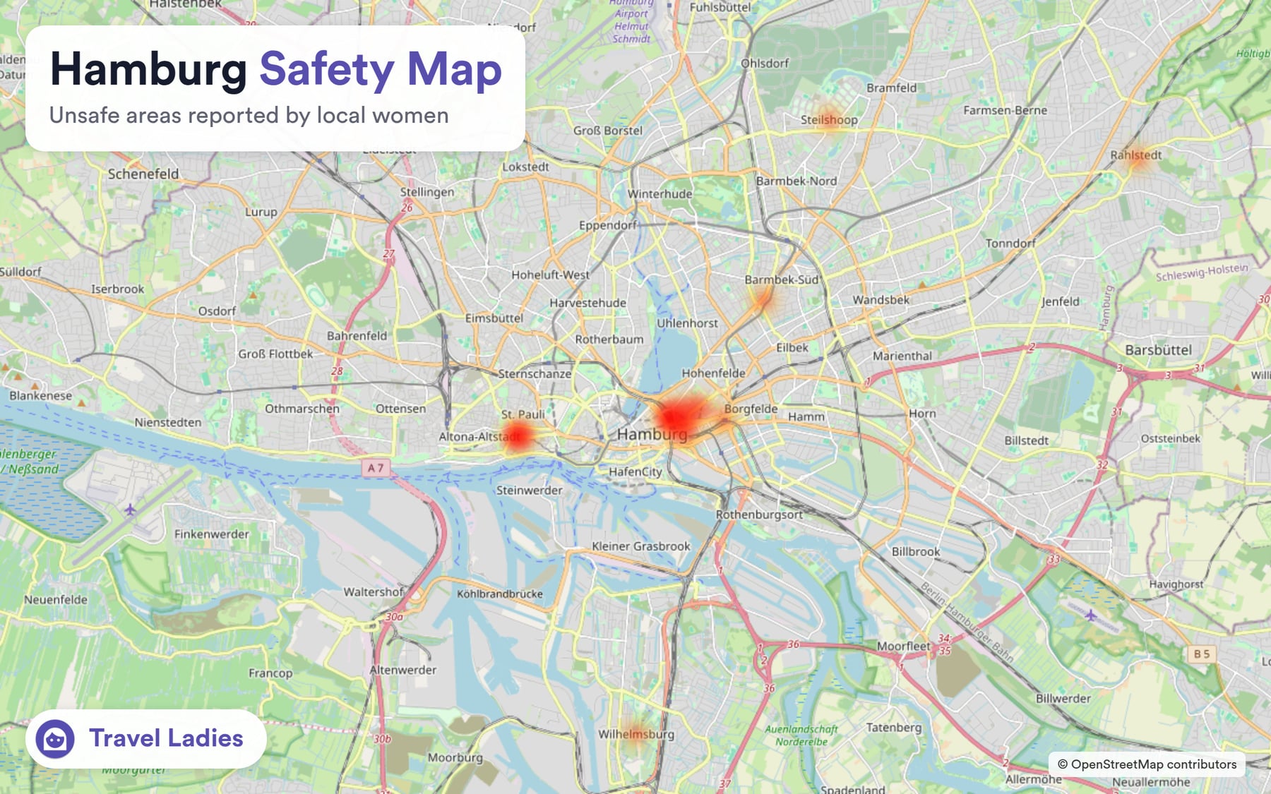 Hamburg safety map: unsafe areas reported by local women