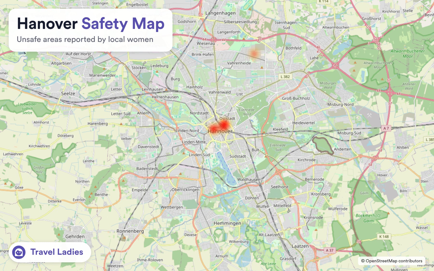 Hanover safety map: unsafe areas reported by local women