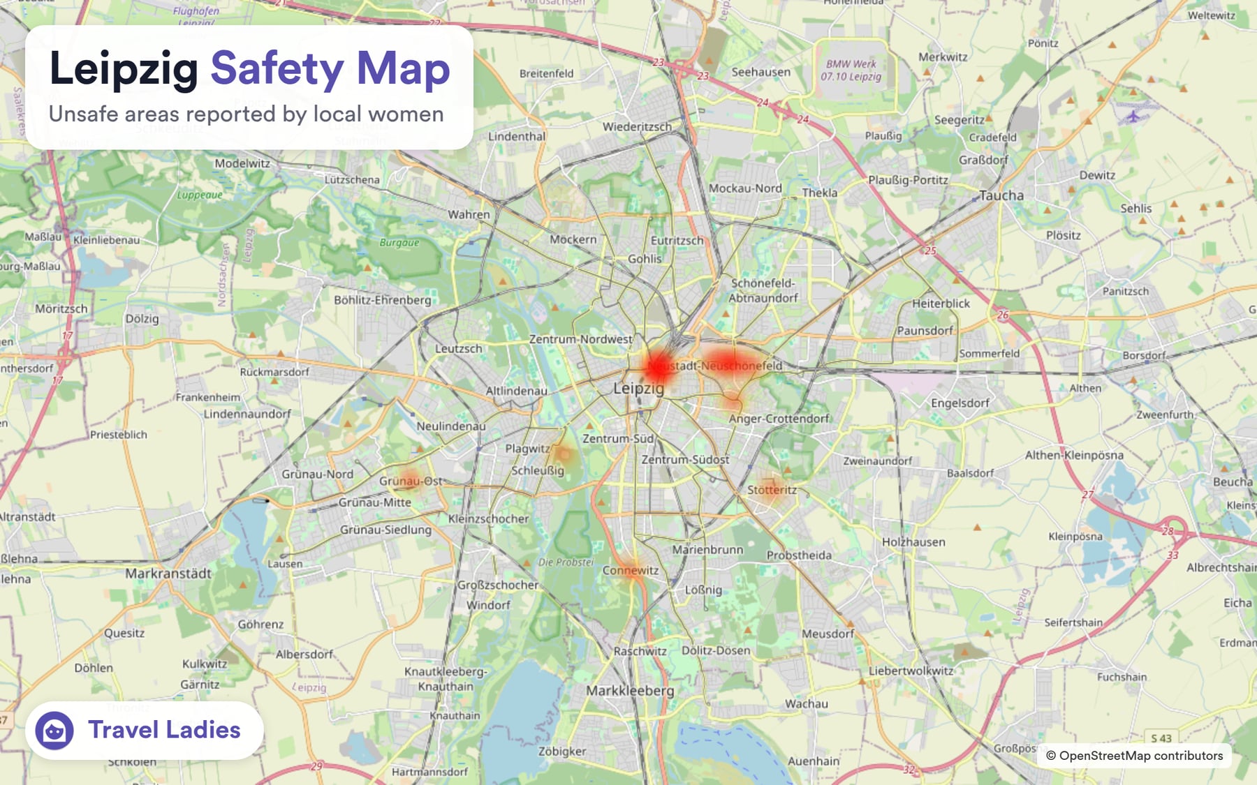 Leipzig safety map: unsafe areas reported by local women