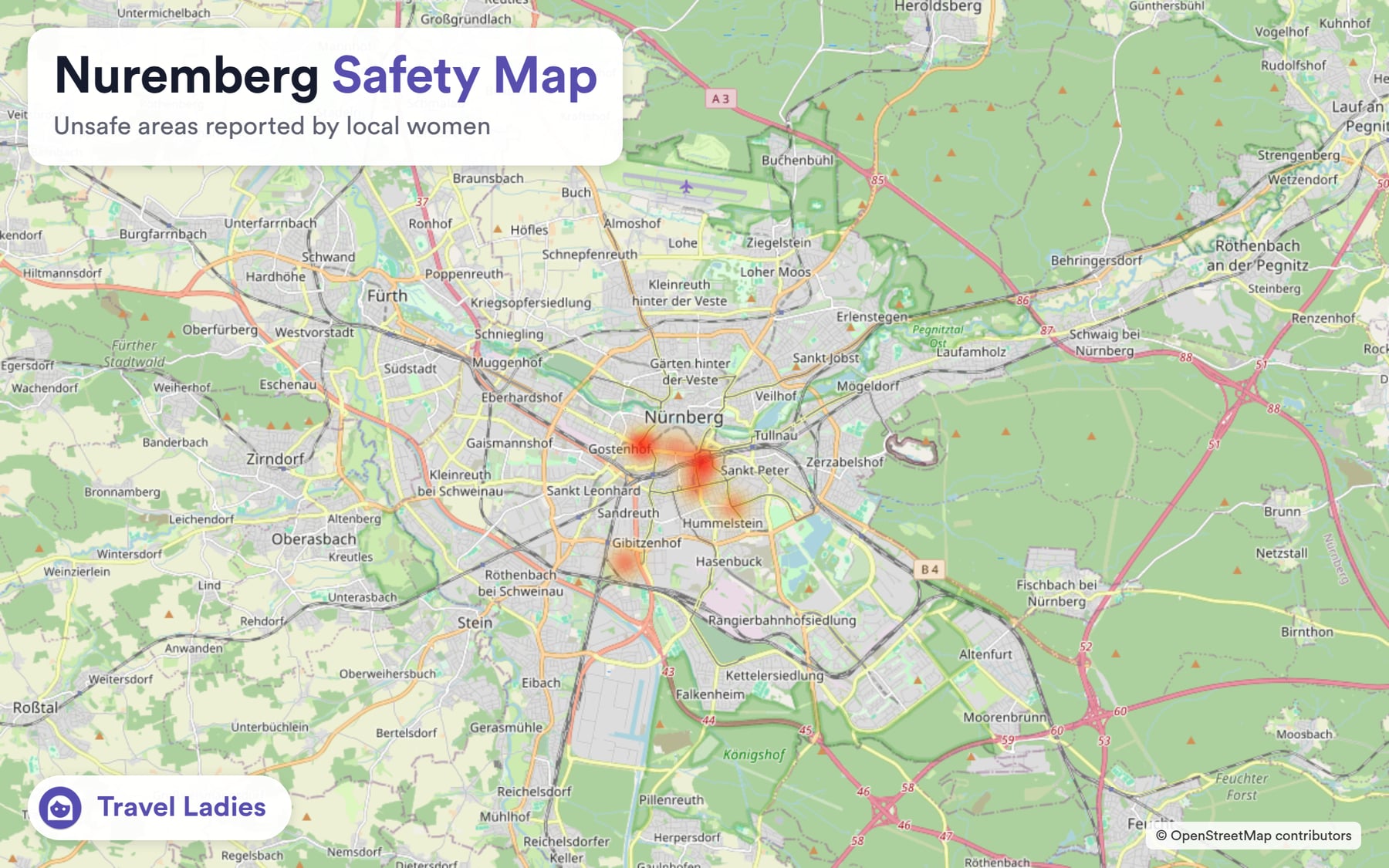 Nuremberg safety map: unsafe areas reported by local women