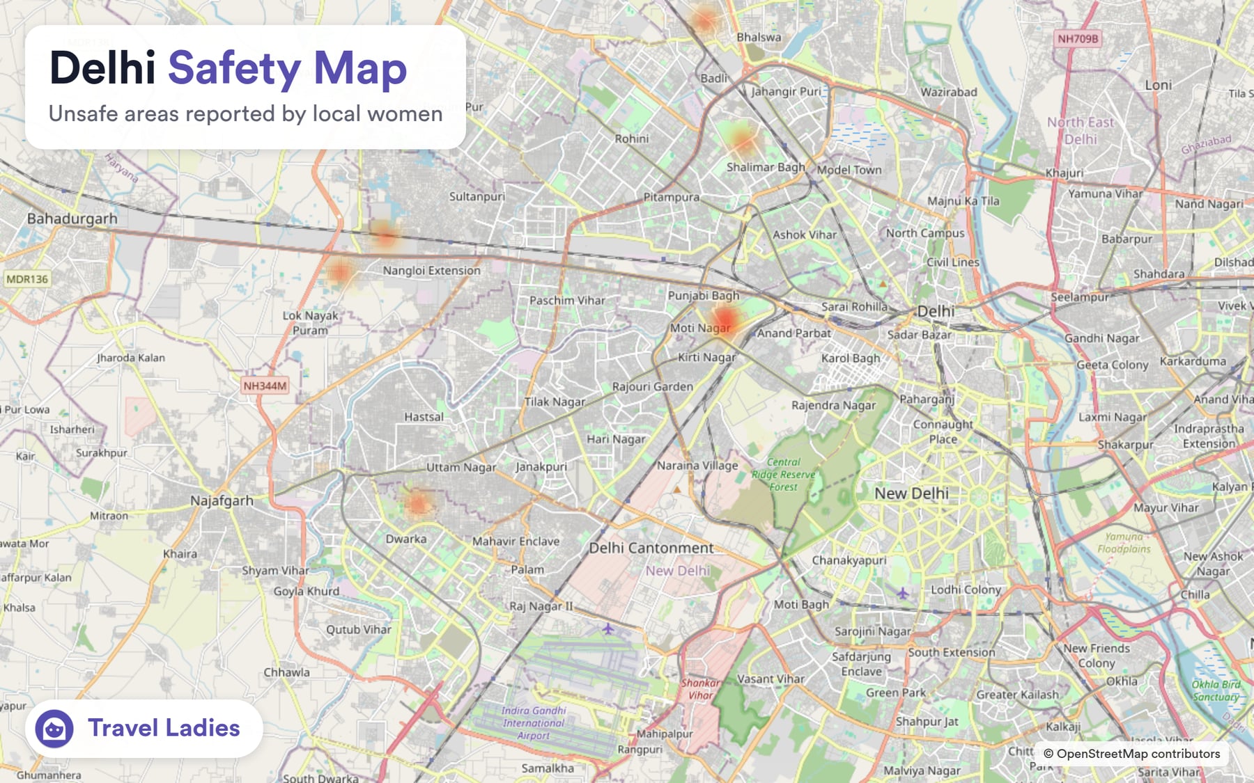 Delhi safety map: unsafe areas reported by local women