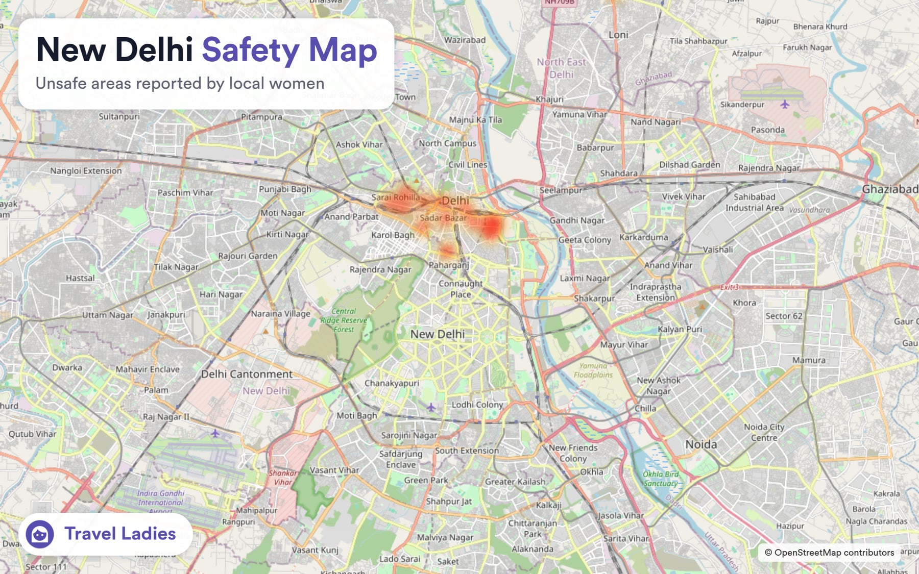 New Delhi safety map: unsafe areas reported by local women