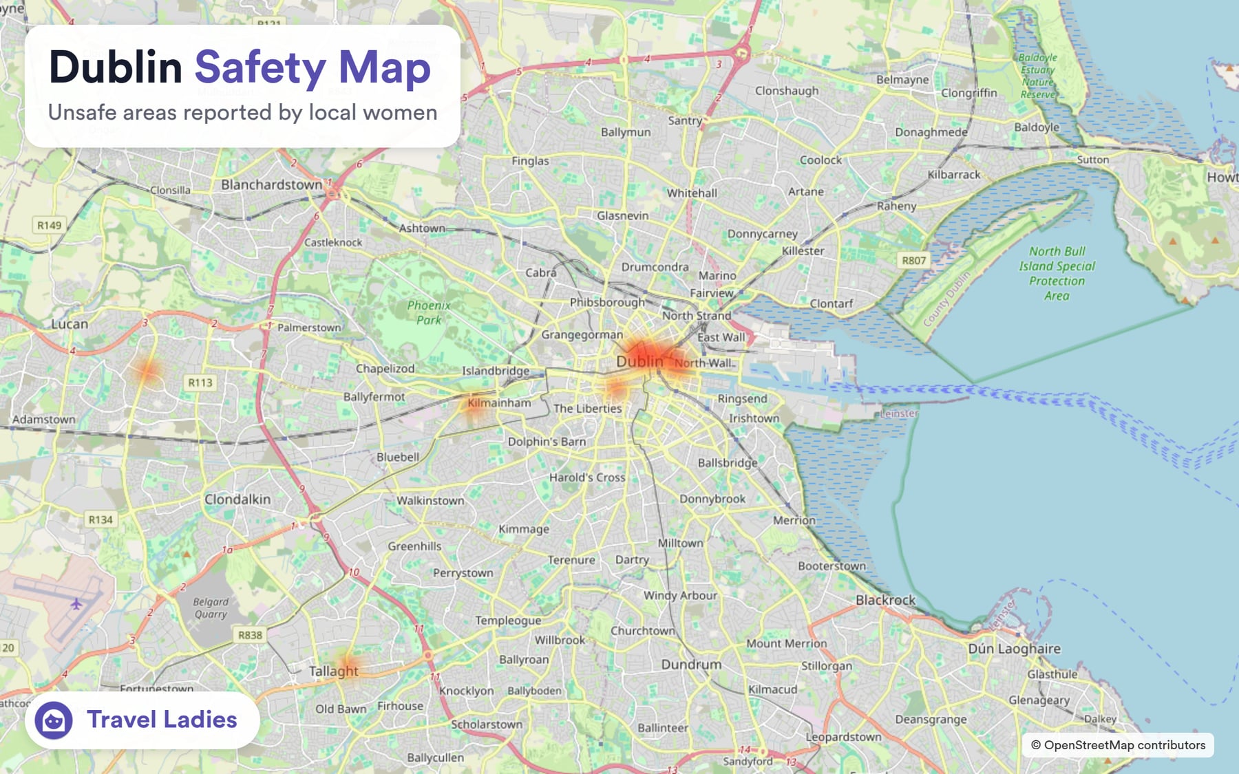 Dublin safety map: unsafe areas reported by local women