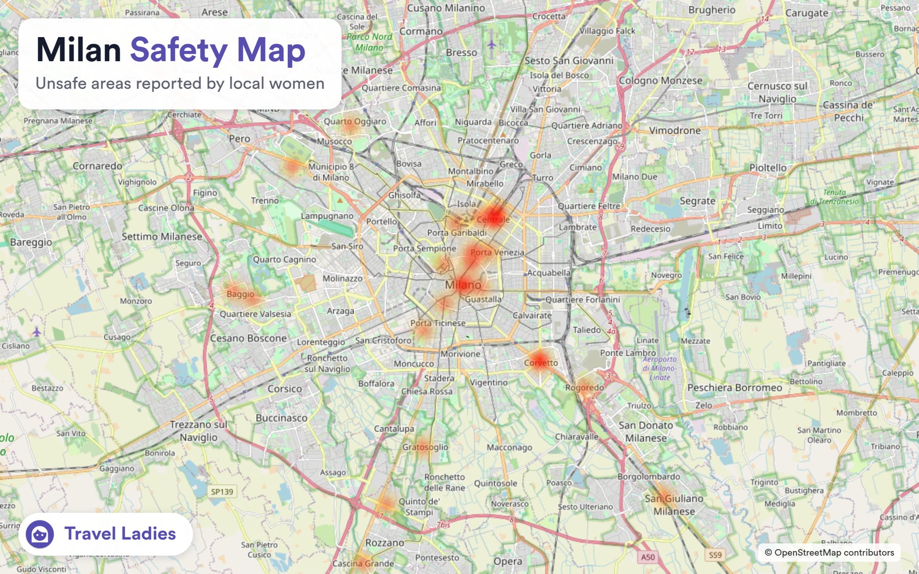 Milan safety map: unsafe areas reported by local women