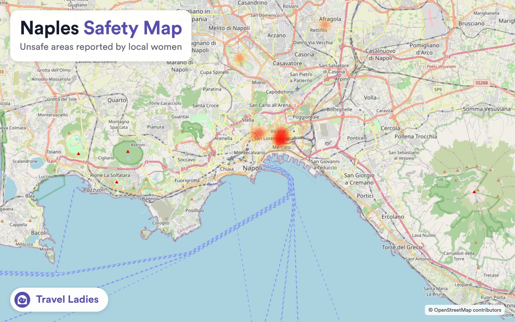 Naples safety map: unsafe areas reported by local women