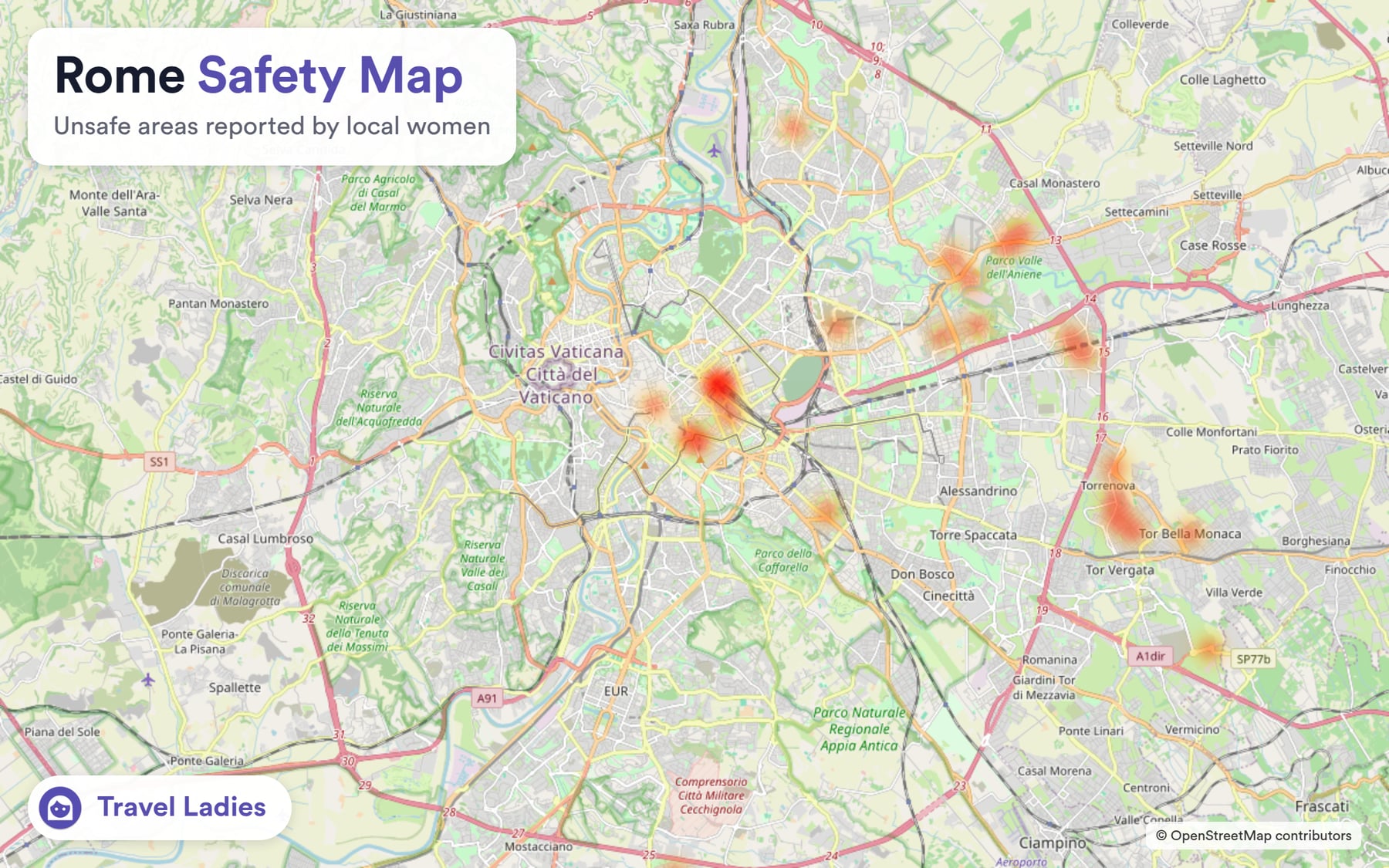Rome safety map: unsafe areas reported by local women
