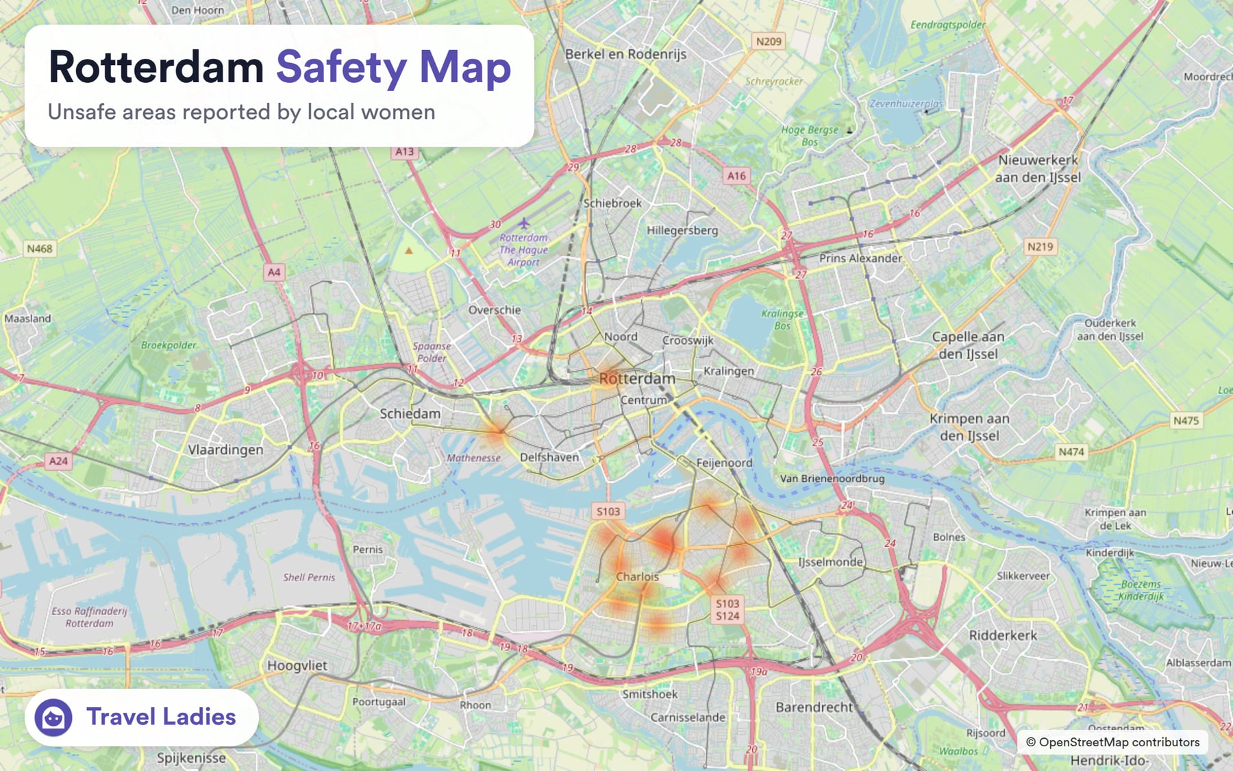 Rotterdam safety map: unsafe areas reported by local women
