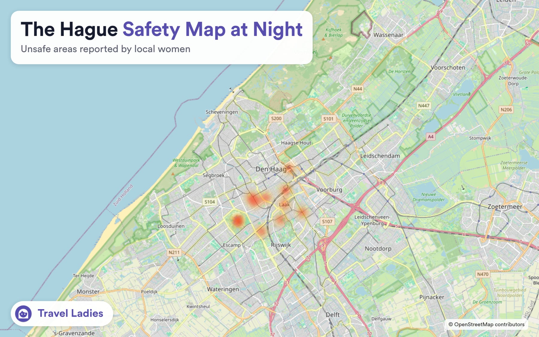 The Hague safety map at night: unsafe areas reported by local women