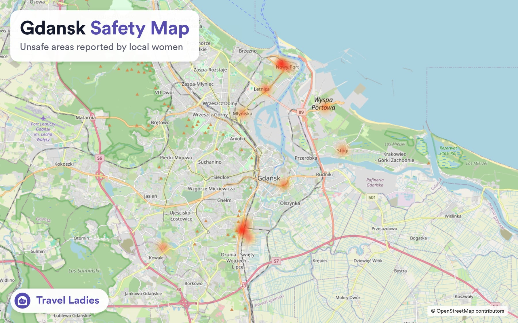 Gdansk safety map: unsafe areas reported by local women