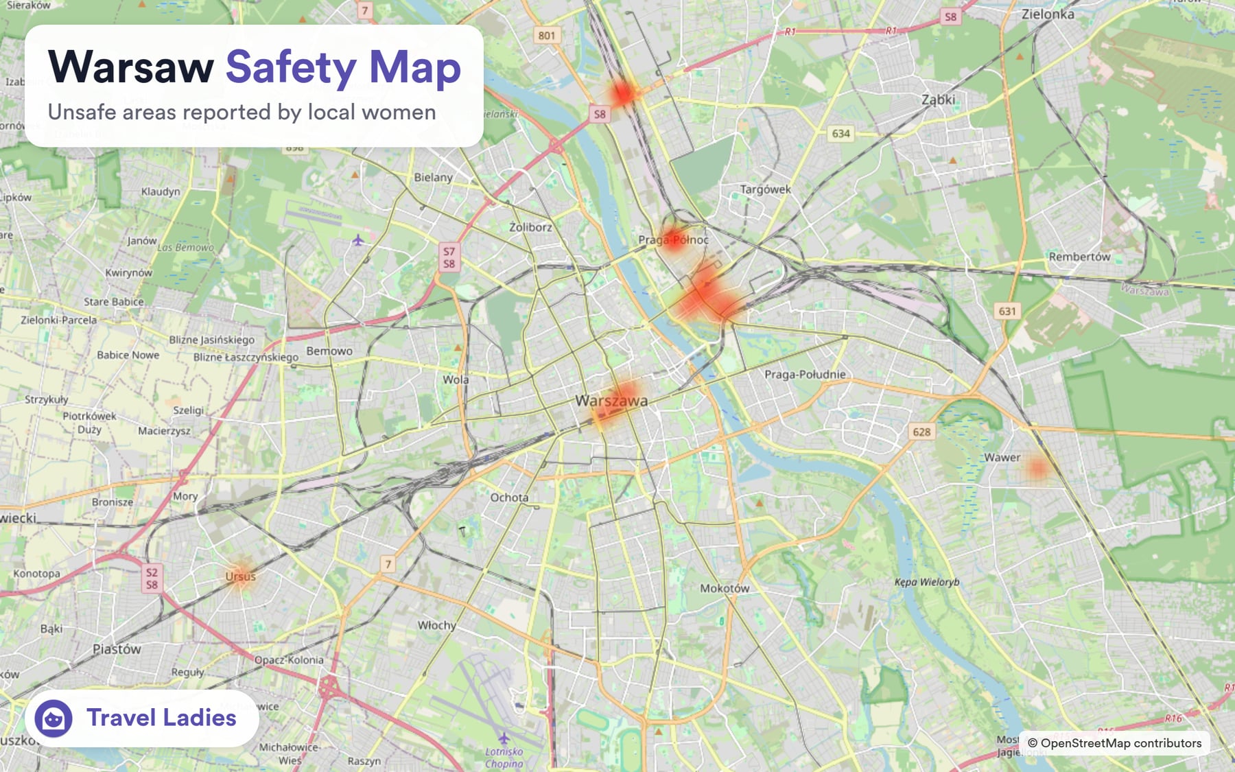 Warsaw safety map: unsafe areas reported by local women