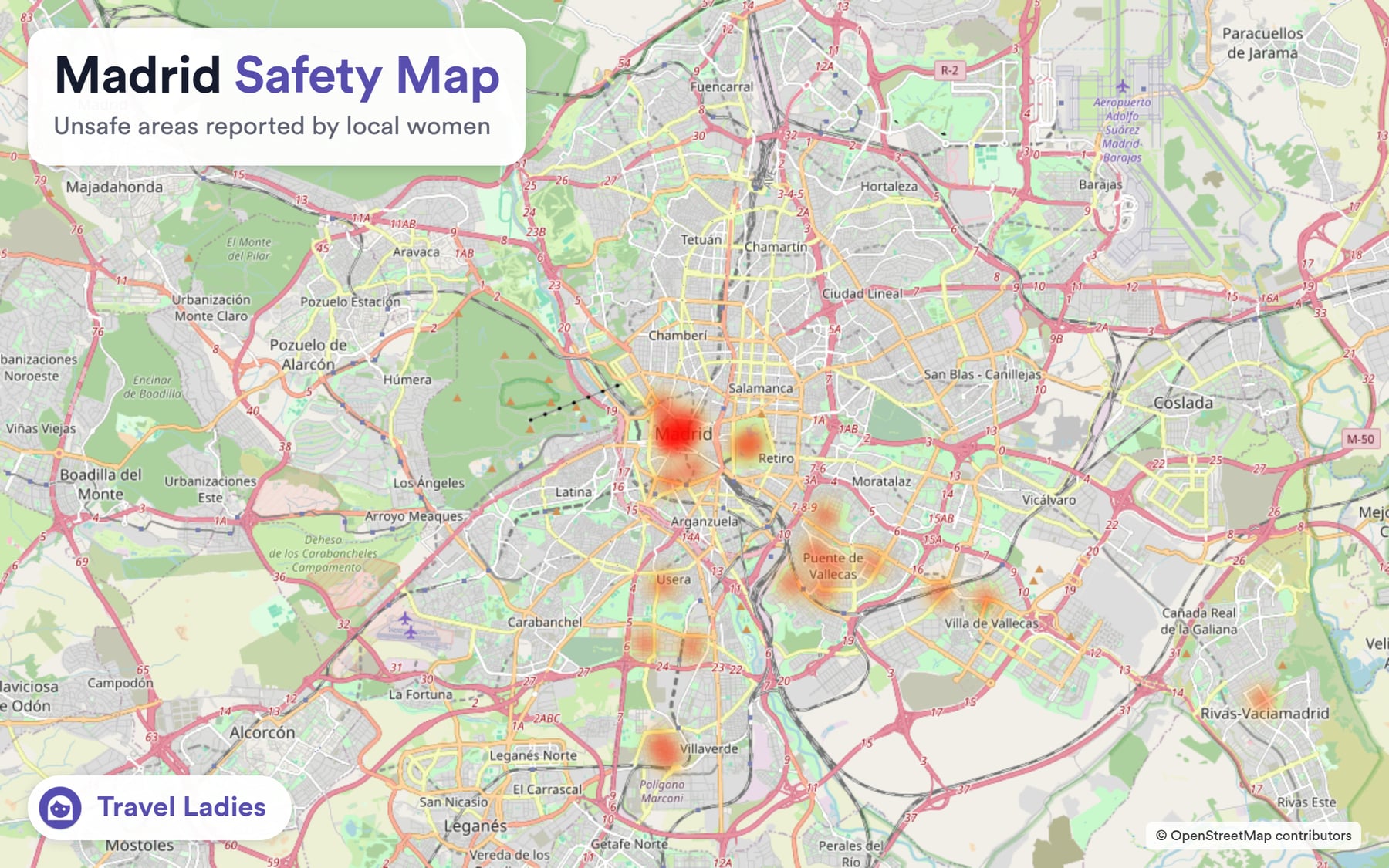 Madrid safety map: unsafe areas reported by local women