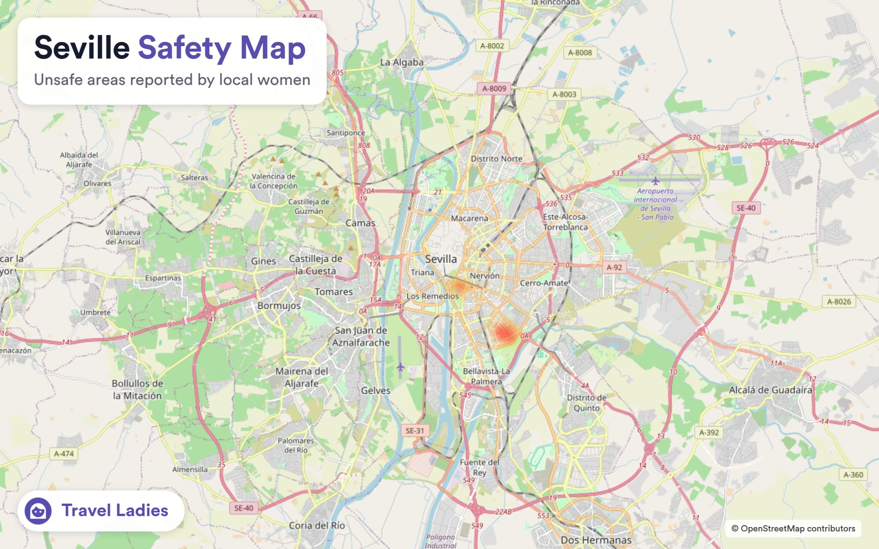 Seville safety map: unsafe areas reported by local women