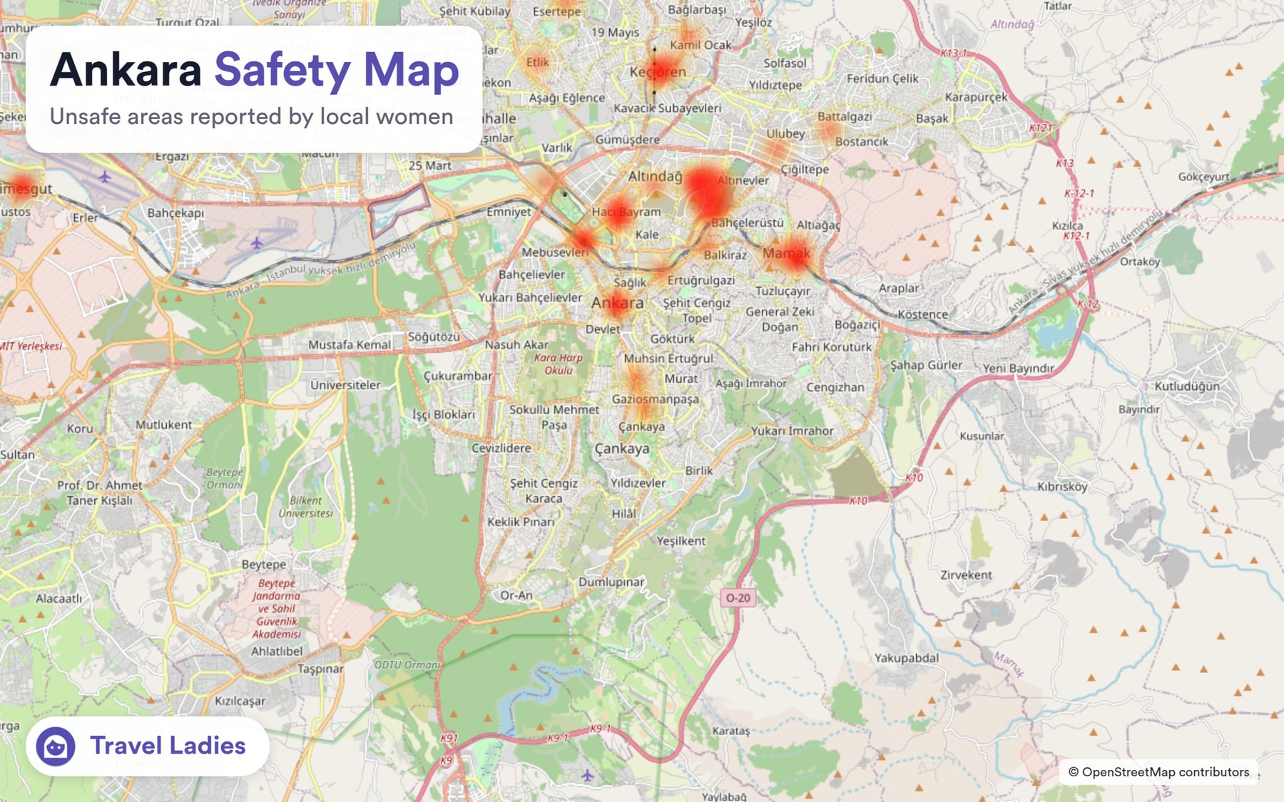 Ankara safety map: unsafe areas reported by local women