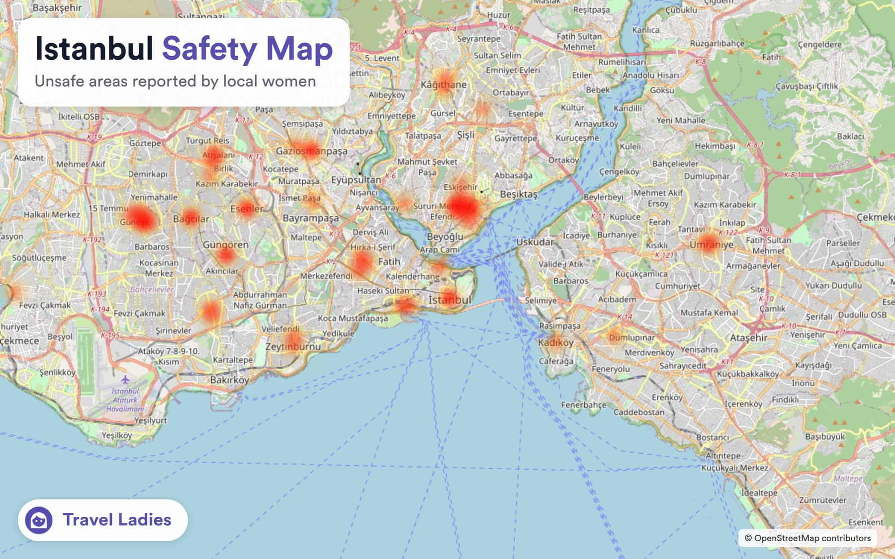 Istanbul safety map: unsafe areas reported by local women