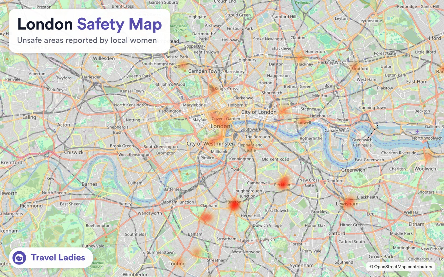 London safety map: unsafe areas reported by local women