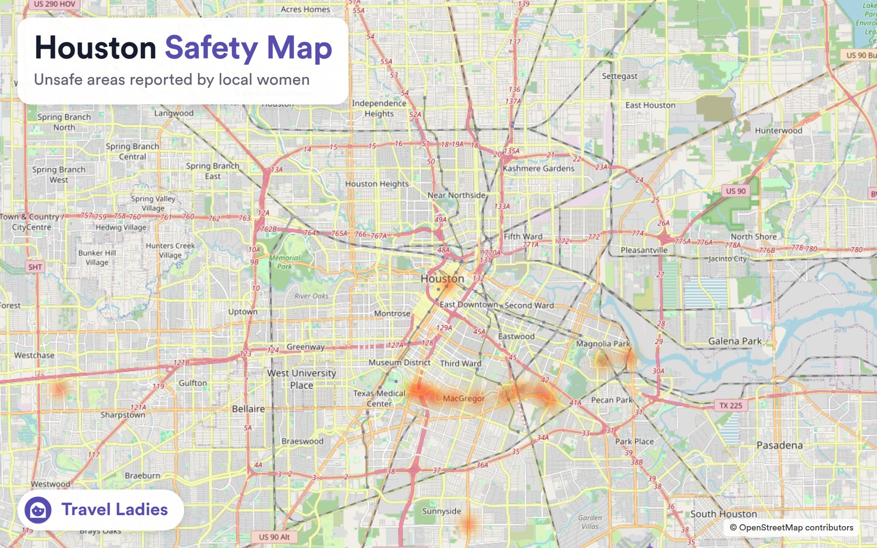 Houston safety map: unsafe areas reported by local women