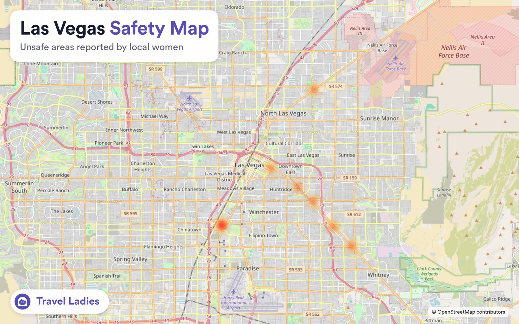 Las Vegas safety map: unsafe areas reported by local women