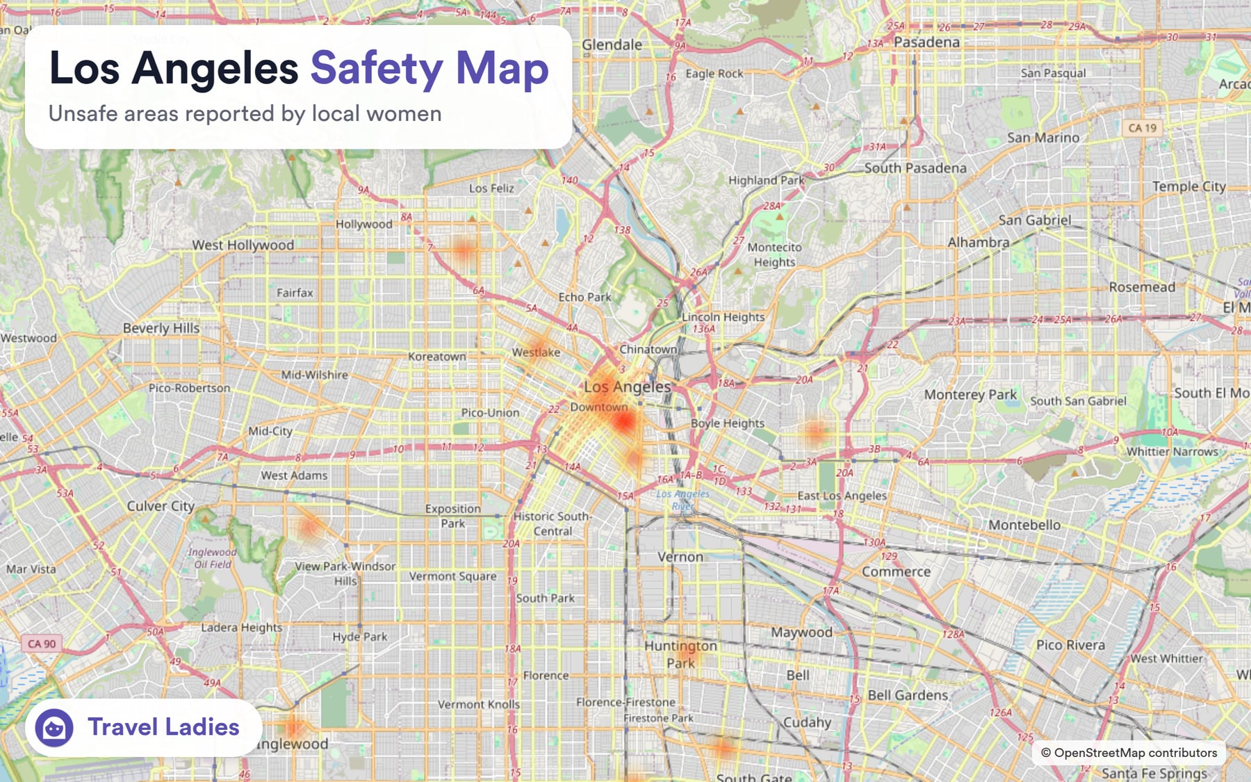 Los Angeles safety map: unsafe areas reported by local women