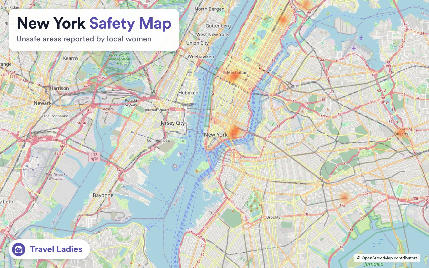 New York safety map: unsafe areas reported by local women