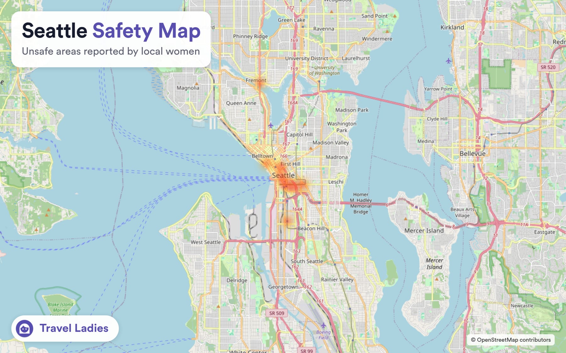 Seattle safety map: unsafe areas reported by local women