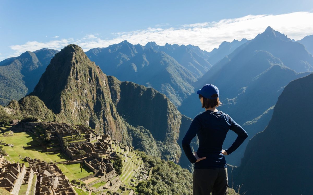 Machu Pichu with a person