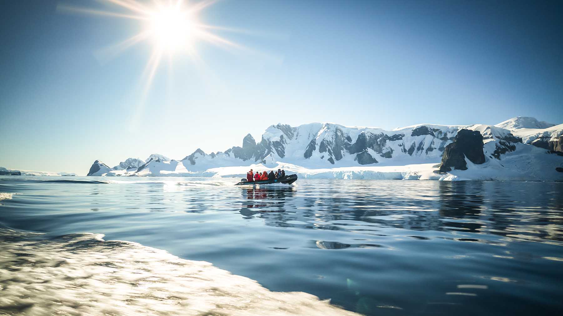 Zodiac cruising in Antarctica