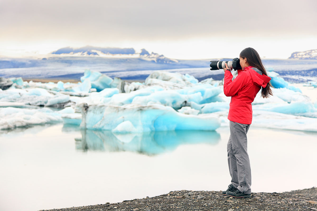 antarctic cruise tips Girl with camera - Antarctica