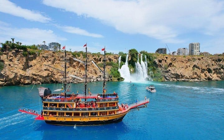 Antalya Pirate-Themed Boat Cruise with Foam Party, DJ, Lower Duden Waterfall Visit, Lunch, and Hotel Transfers Image 4
