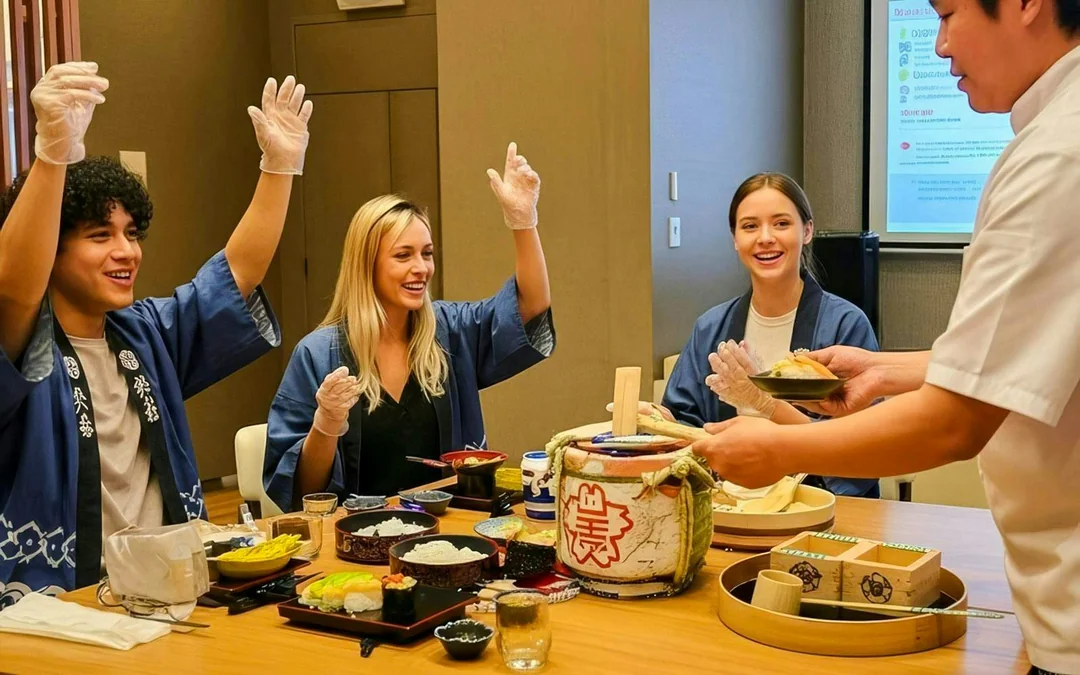 Asakusa Tokyo Sushi Making Class : Sake Ceremony & Whisk Matcha Image 12