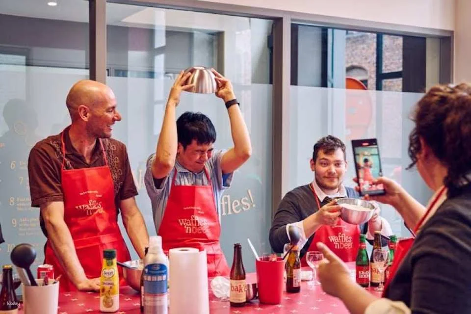 Belgian waffle making workshop and beer tasting in Ghent