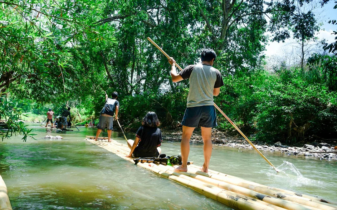 Chiang Mai Elephant Sanctuary, Waterfall Hike & Bamboo Rafting Image 4