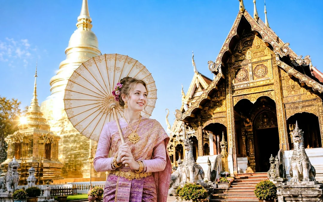 Chiang Mai Thai Costume Photoshoot at Wat Phra Singh Image 3