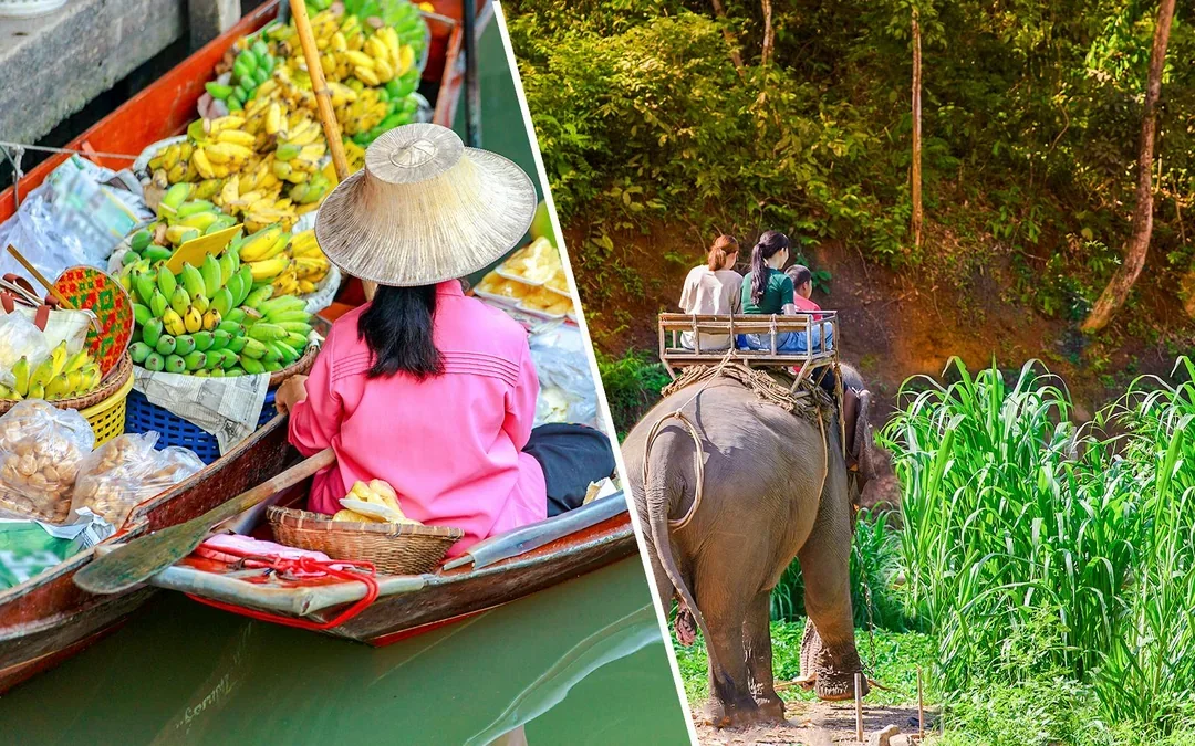 Damnoen Saduak Floating Market & Bangkok Elephant Camp Full-Day Guided Tour Image 1