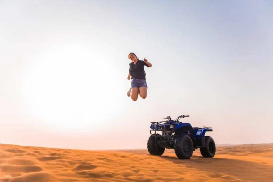 Double quad ride in Dubai Desert with sandboarding, camel ride and BBQ
