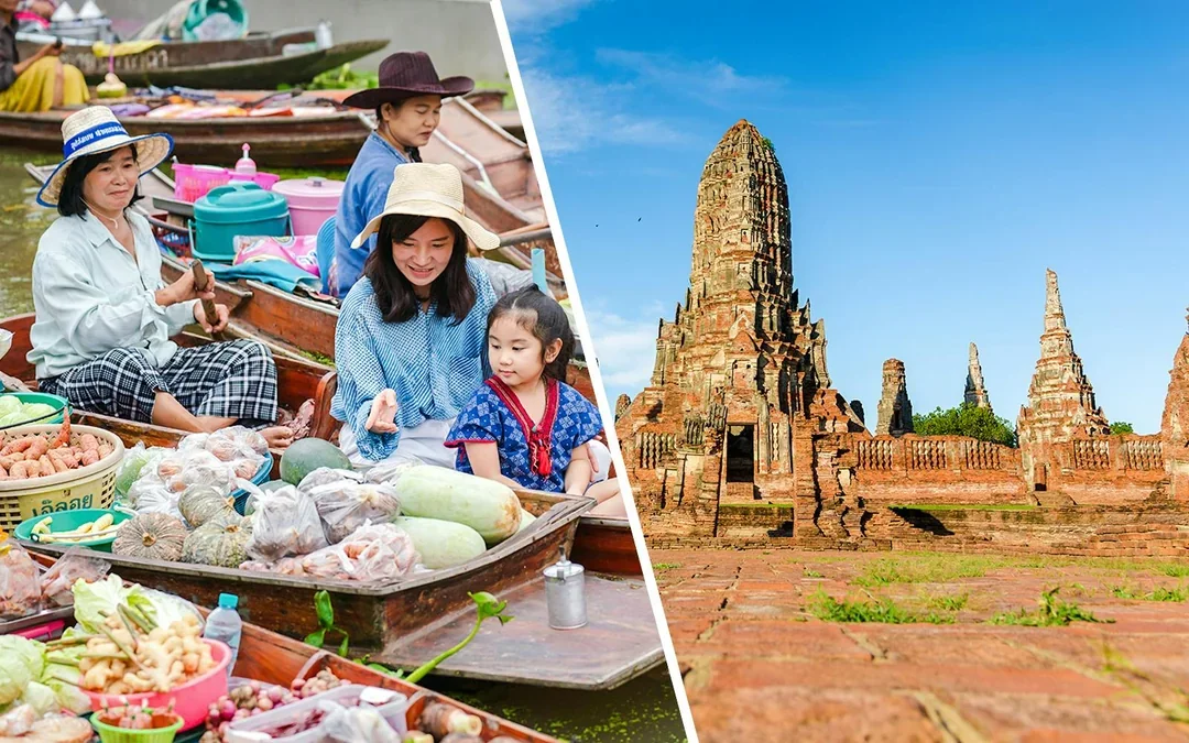 From Bangkok: Ayutthaya Temple, Railway Market & Damnoen Saduak Floating Market Full-Day Guided Tour with Lunch & Hotel Transfers Image 1