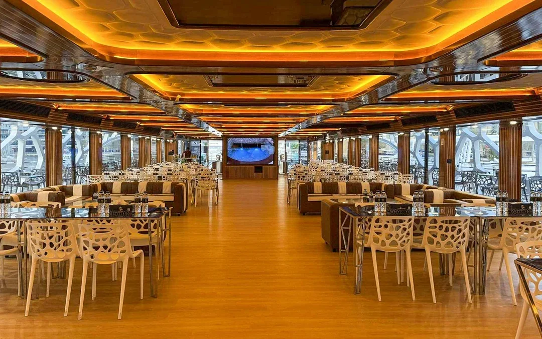From Dubai Marina: Lotus Mega Yacht Dinner Cruise with Live DJ & Unlimited Drinks Image 3