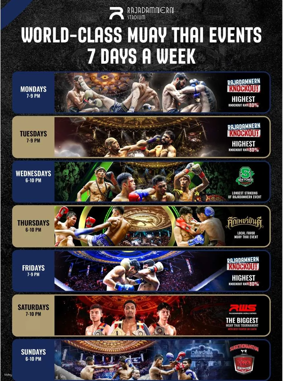 Muay Thai Boxing Match at Rajadamnern - Lumpinee - World Siam Stadium Bangkok | Thailand