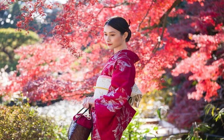 Premium Silk Kimono Rental and Dressing at Shinjuku Gyoen National Garden Image 1