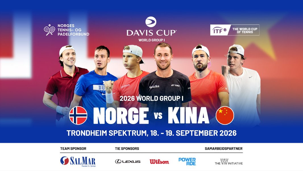 Casper Ruud og det norske landslaget kommer til Trondheim for å spille VM i tennis - Davis Cup.