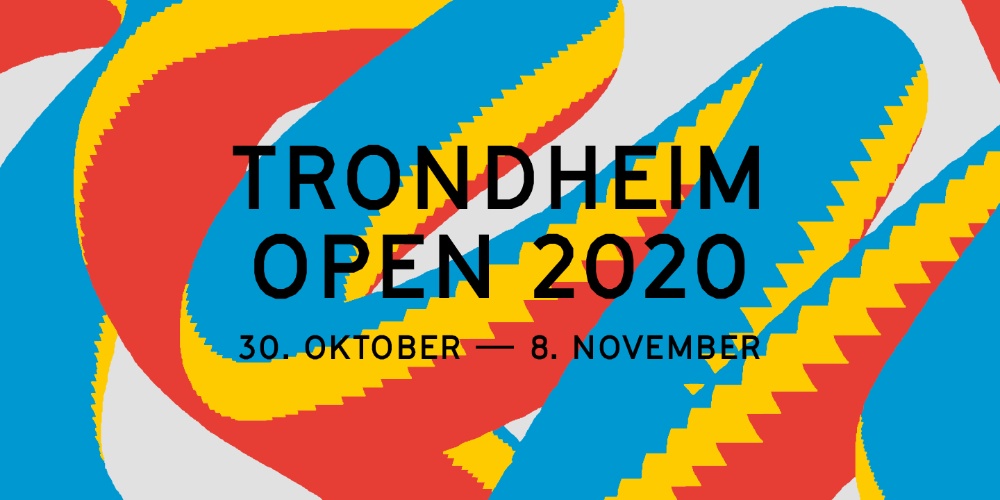 Illustrasjon i blått, gult og rødt med teksten "TRONDHEIM OPEN 2020 30. OKTOBER - 8. NOVEMBER"