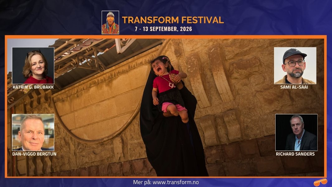 May be an image of text that says 'TRANSFORMFESTIVAL TRANSFORM FESTIVAL 7- 13 SEPTEMBER, 2026 KATRING KATRING.BRUBAKK G. BRUBAKK SAMI AL-SAAI SAMIAL-SAAI AL- DAN-VIGGO DAN-VIGGOBERGTUN BERGTUN RICHARDSANDERS RICHARD SANDERS Mer pa: Merpa:www.transform.no www. w.transform.no'