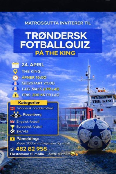  After work fra 16:00,  fotball quiz fra 20:00