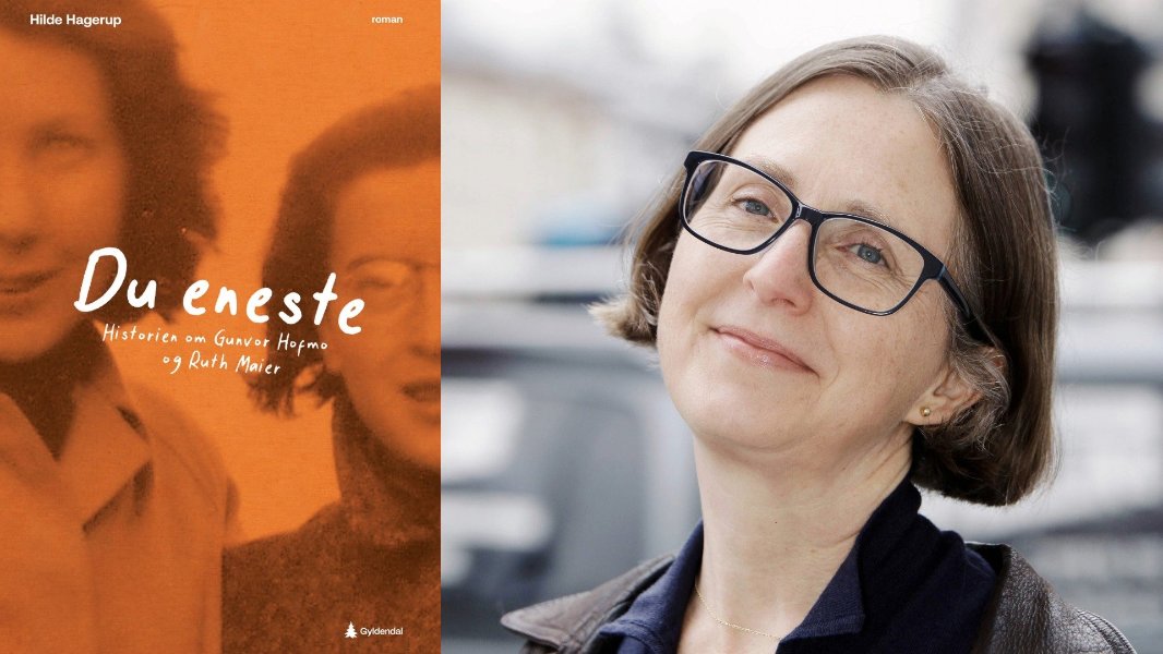 May be a graphic of text that says 'Hilde agerup roman Du eneste Historien Dueneste Gunvor HistorienomGunvorHorme Hofmo og Ruth Maier •gRuthMaier er 集 Gyklendal'