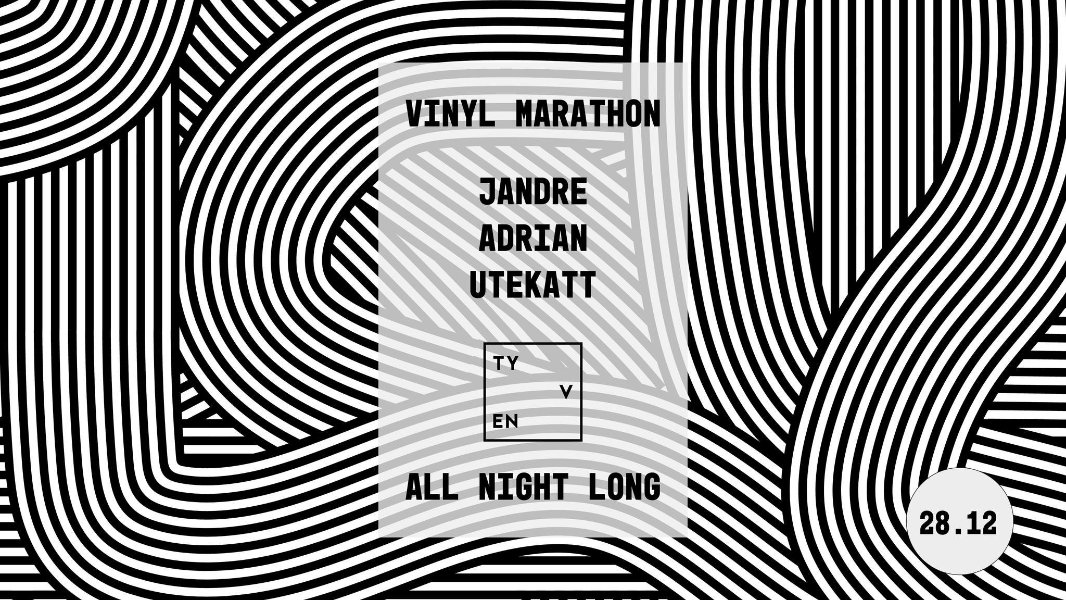 May be an image of text that says "VINYL MARATHON JANDRE ADRIAN KA TY EN ALL NIGHT NIGHTLON LONG 28.12 28"