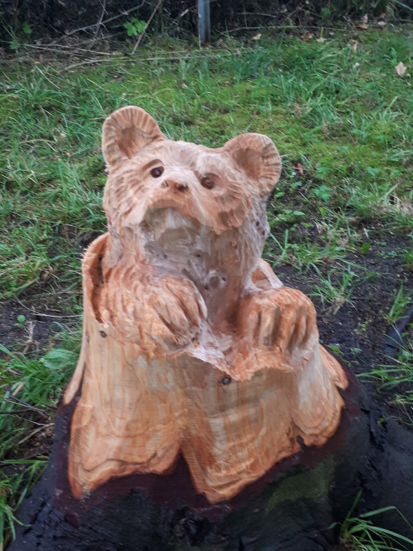 Treskulptur bjørn. Foto: NTNU Vitenskapsmuseet
