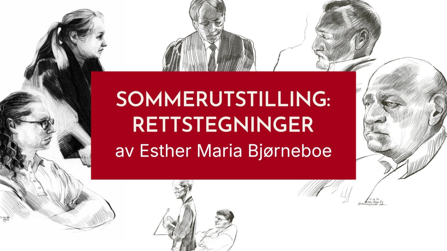 Flere eksempler på rettstegninger av Esther Maria Bjørneboe fra kjente rettssaker