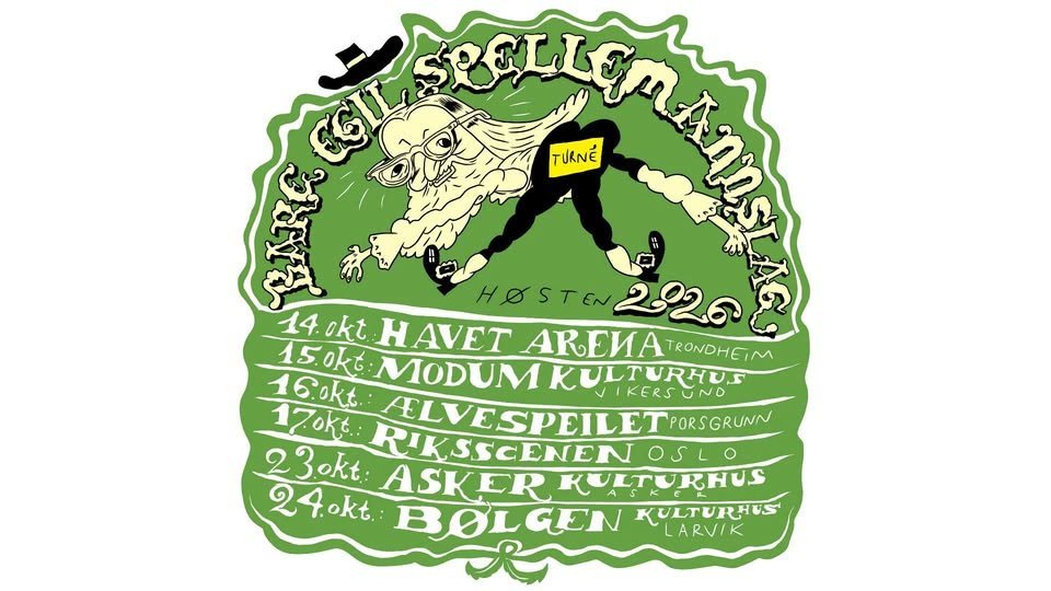 May be an illustration of map and text that says "TURNE 片 HOSTEN 2220 14. 14.0kt. 140ktHAVET okt. 15.0kt: AVET AKEHA TRONDHE 16.okt. ELVESPEIL /IKERS MODUM IKERSUND KULTURHUS NO 17okt.: ALVESPEILETORSGRU PORSGRUNN 23okt: RIKSSCENEN OSL 24.okt. .okt.: BOLGEN MEN KULTURHUS ASKER RULTURHUS LARVIK"