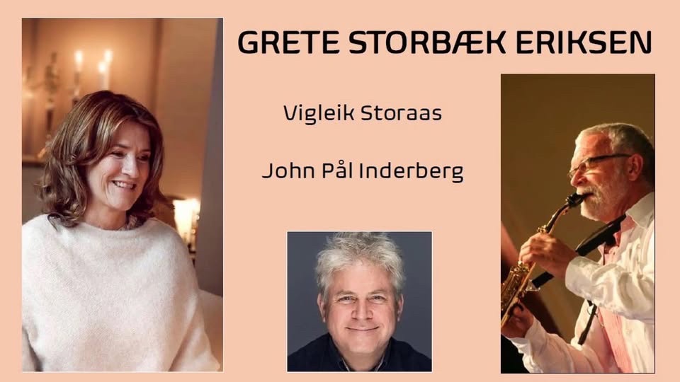 May be an image of 3 people, oboe, flute, clarinet and text that says 'GRETE STORBAEK AEK ERIKSEN Vigleik Storaas John Pảl Inderberg'