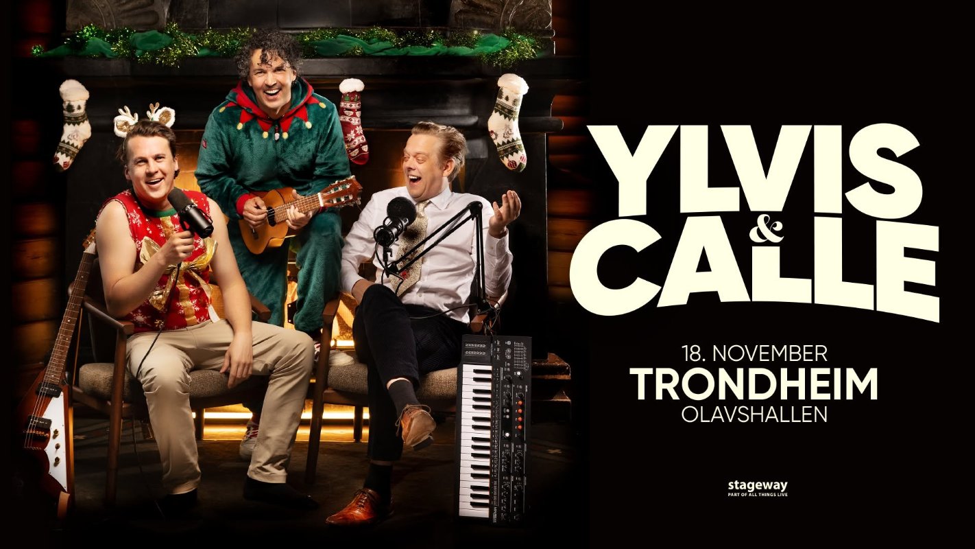 May be an image of accordion, trumpet, guitar and text that says 'YLVIS CALLE 18. NOVEMBER TRONDHEIM OLAVSHALLEN stageway stageway eway stac PAnTO:'